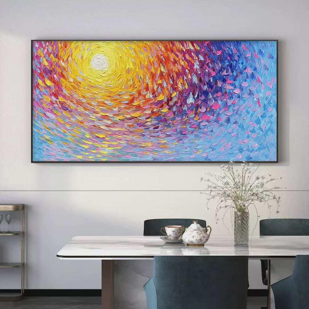 Textured Sunrise Abstract Art | Original Oil Painting – MontCarta