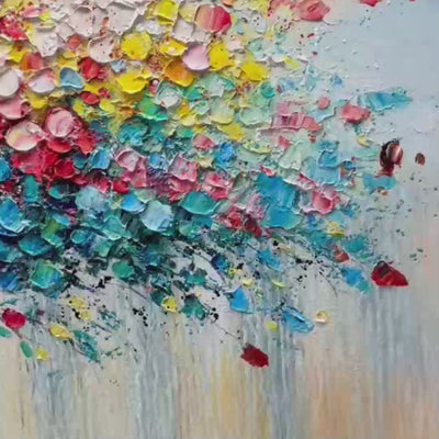 Ready to Ship ｜RAINBOW BURST: Textured Impasto Tree of Life Oil Painting