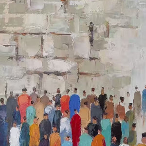 ECHOES OF FAITH Textured Abstract Painting of a Spiritual Gathering