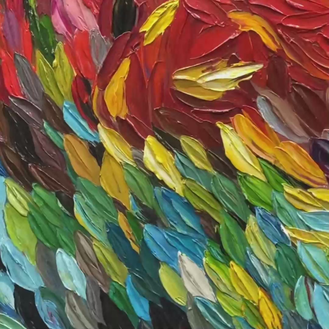 Chroma Whispers: Colorful Abstract Impasto Oil Painting on Canvas