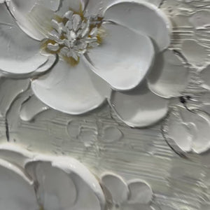 Blossom Serenade: Original Textured Floral Oil Painting - White Flower Wall Art