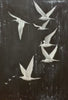 Night Flight: Original Monochromatic Birds Oil Painting - Black and White Animal Wall Art Decor