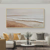 Whispering Tides: Textured Coastal Landscape Painting in Beige and White | Coastal Decor