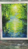 EMERALD GLOW: Impressionist Forest River Landscape Painting
