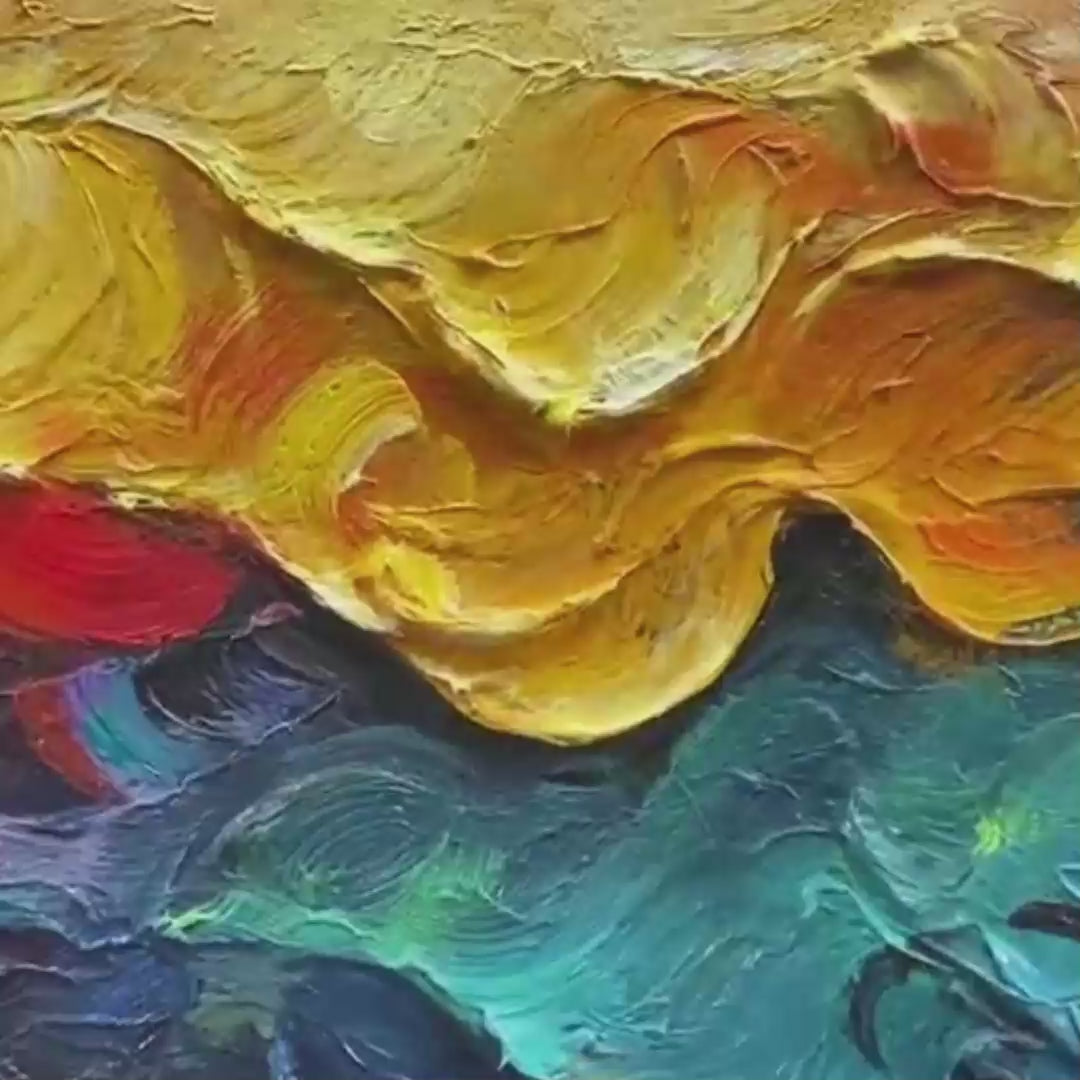 Textured Impasto Abstract Landscape Oil Painting