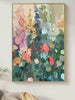 BLOOMING MEADOW: Textured Floral Painting, Colorful Wildflower Wall Art, Vertical Canvas, Impasto Decor