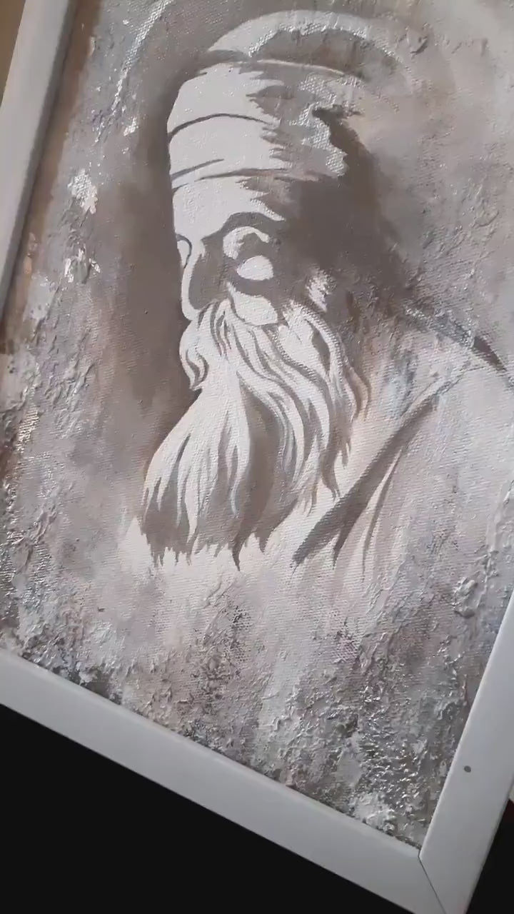 ELDER'S WHISPER: Minimalist Monochrome Figurative Portrait Painting