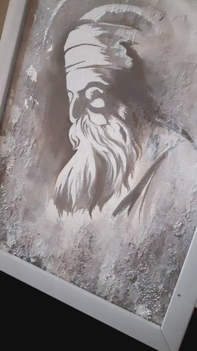 ELDER'S WHISPER: Minimalist Monochrome Figurative Portrait Painting