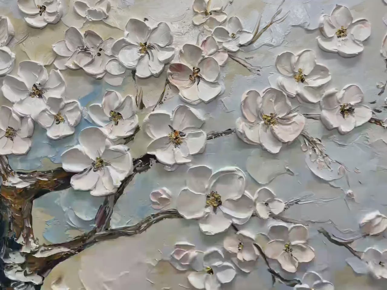 Blossom Serenade impasto floral oil painting wall art on canvas