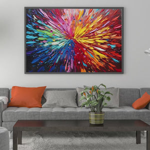 Color Explosion: Textured Impasto Abstract Painting in Rainbow Colors