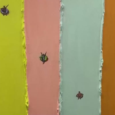 Candy Stripe Serenade minimalist pastel textured abstract oil painting