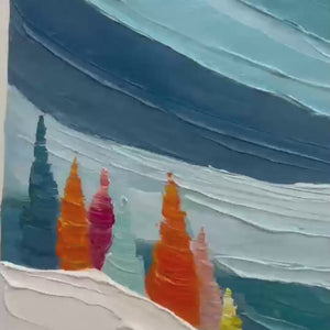 ALPINE RUSH: Vibrant Textured Ski Slope Painting