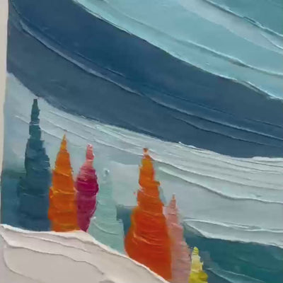 ALPINE RUSH: Vibrant Textured Ski Slope Painting