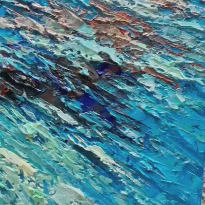 Impasto Seascape Oil Painting in Blues and Greens