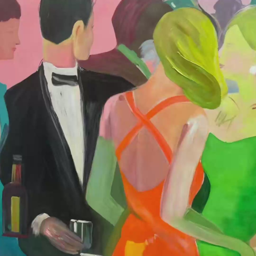 COCKTAIL HOUR: Figurative Oil Painting, Social Scene