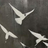 Flight of Dreams: Original Minimalist Birds Oil Painting - Black and White Wall Art