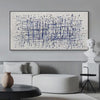 Blue Grid: Textured Minimalist Abstract Painting in Blue and White | Modern Art