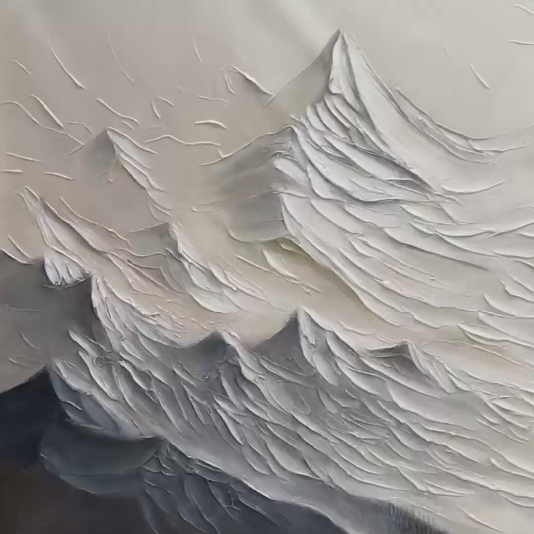 ALPINE MAJESTY: Textured Minimalist Mountain Painting
