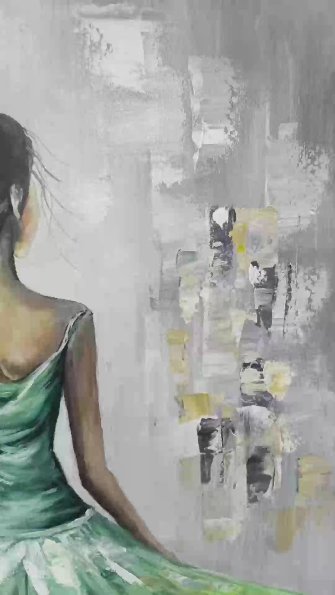 Ready to Ship ｜Emerald Grace: Elegant Green Dress Art