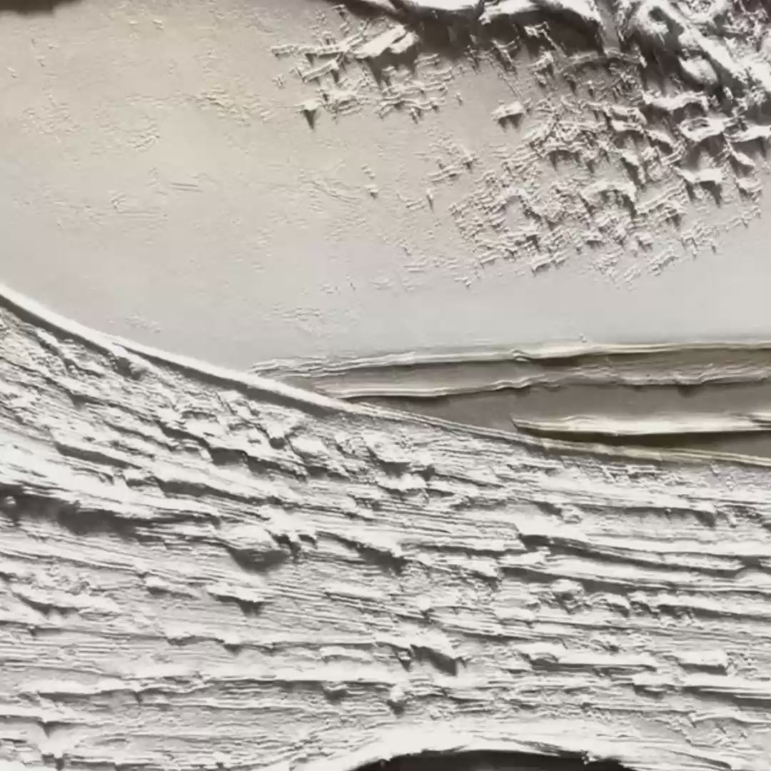 WHITE CREST: Textured Minimalist Ocean Wave Painting