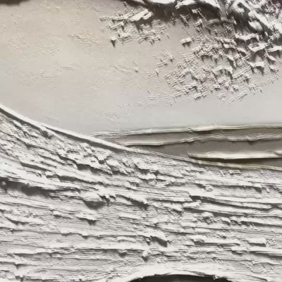 WHITE CREST: Textured Minimalist Ocean Wave Painting