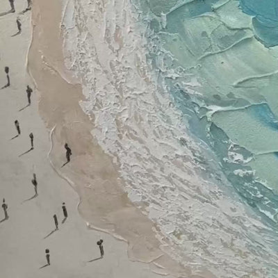 Vertical Impasto Beach Scene Oil Painting
