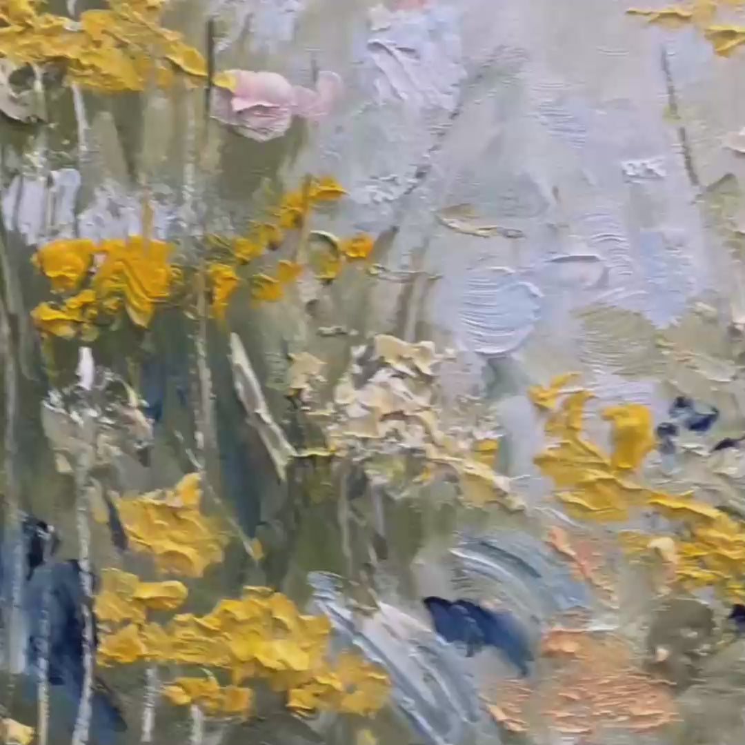 MEADOW'S WHISPER: Impressionist Wildflower Meadow Painting Diptych