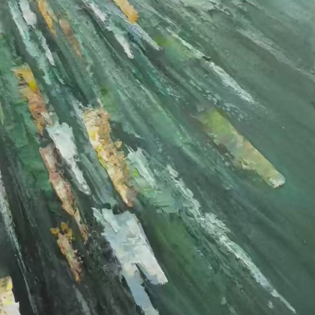 Elegant Woman in Green Dress, Vertical Canvas, Figurative Wall Art