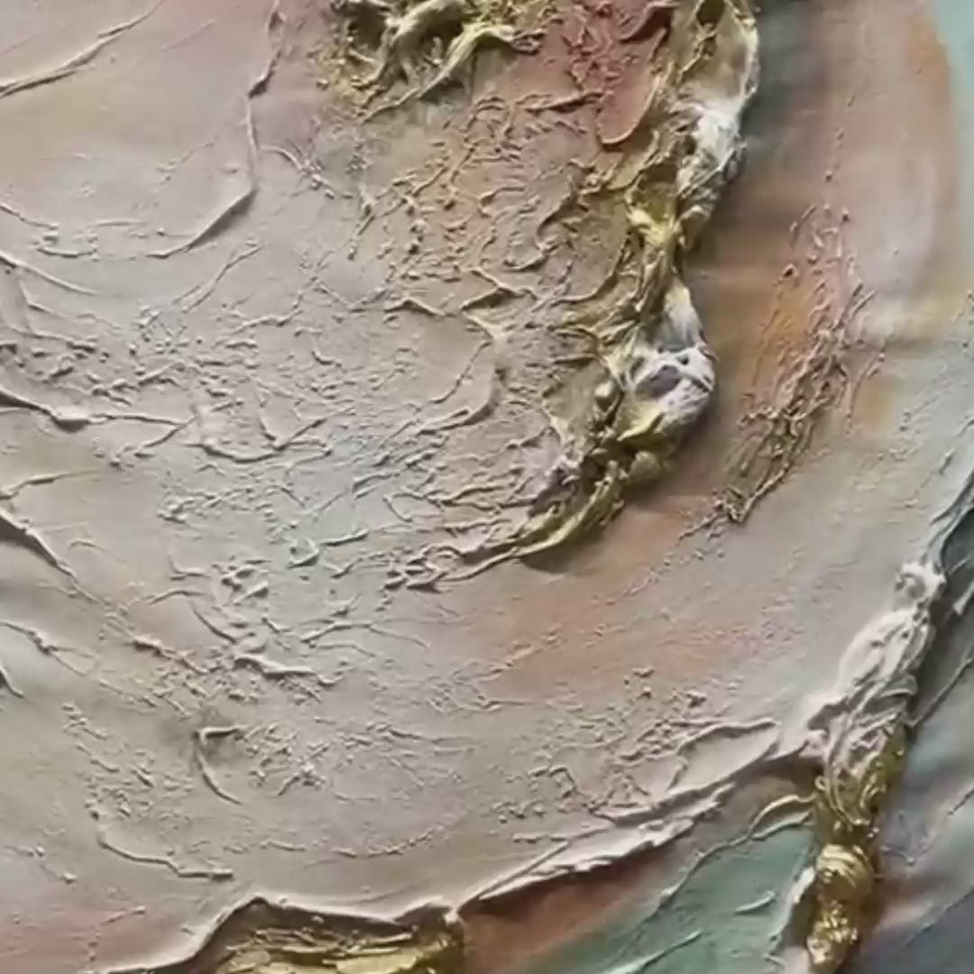 Green and Gold Abstract Impasto Oil Painting