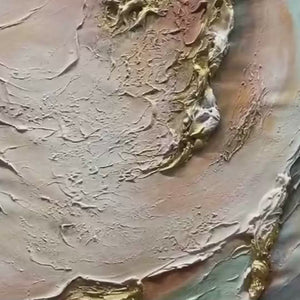 Green and Gold Abstract Impasto Oil Painting