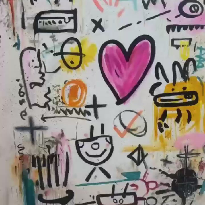 Urban Heartbeat: Graffiti-Style Abstract Oil Painting