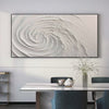 Whirlwind: Textured White Abstract Swirl Painting for Modern Living Room Decor