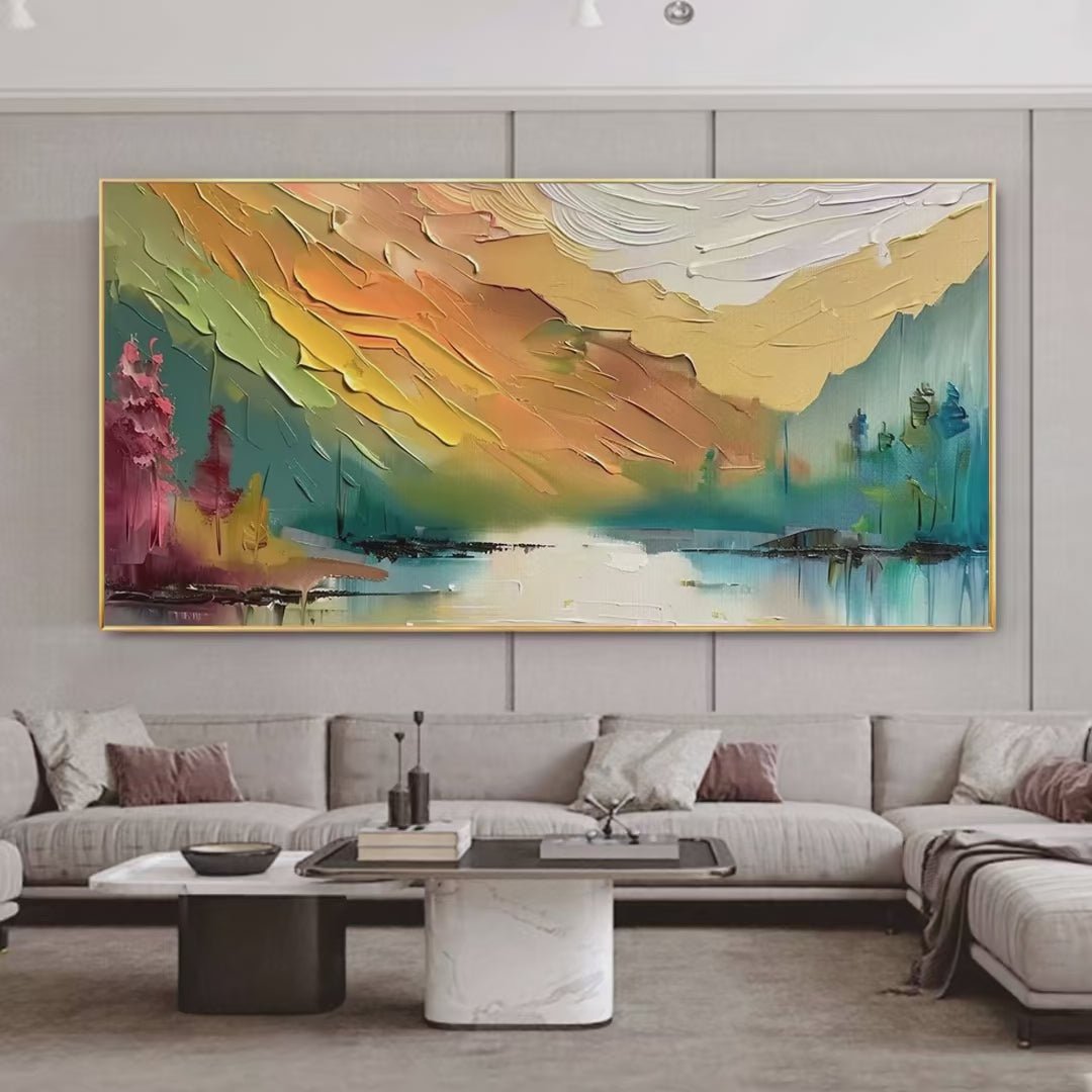 Autumn Valley: Textured Landscape Painting | Valley Decor