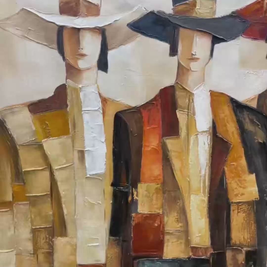 THE COMPANIONS: Textured Figurative Portrait Oil Painting with Palette Knife