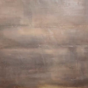 Dark Brown Textured Landscape by Liam O'Connell. Minimalist oil painting in brown hues within a black frame, for wall art.