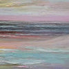 Panoramic Seascape Painting, Textured Wall Art, Horizontal Canvas, Beach Decor