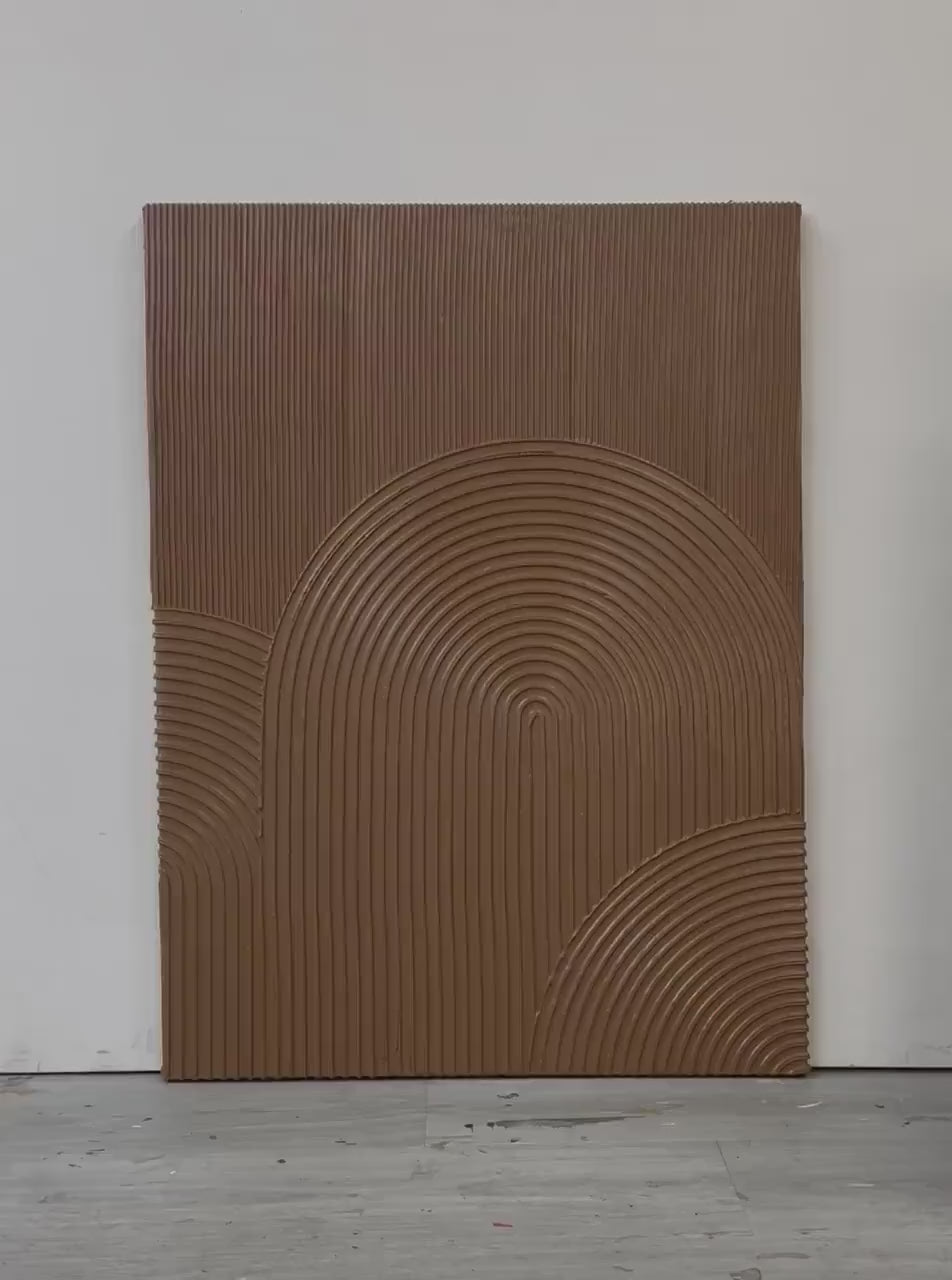 Brown Textured Arch: Textured Abstract Painting | Brown Decor