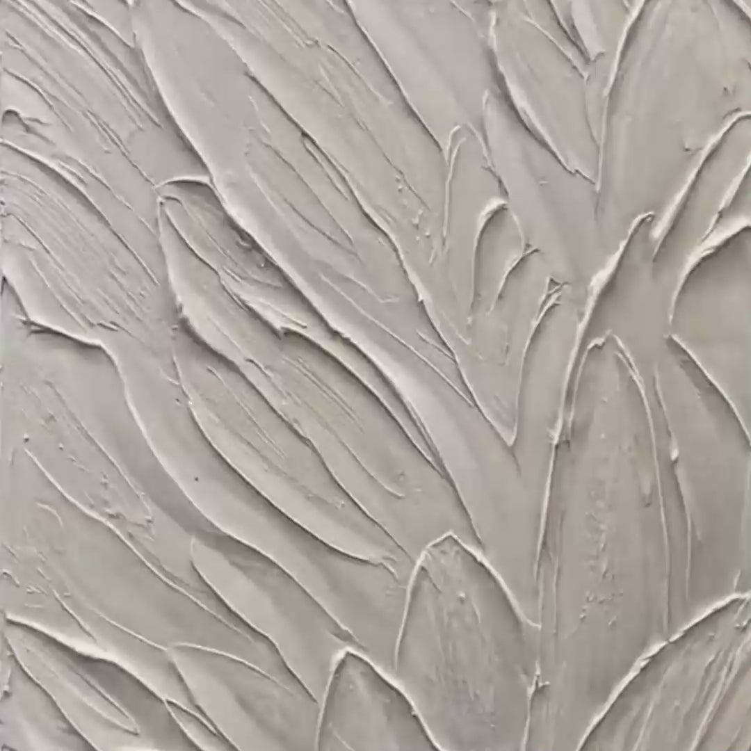 Whispered Winds: Textured Minimalist Oil Painting Canvas Wall Art Decor in Off-White