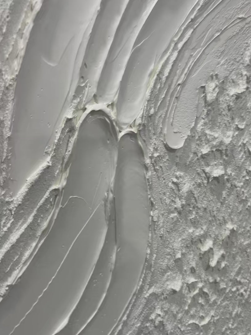 White Sands: Textured Abstract Painting | Off-White | Panoramic Canvas | Minimalist Wall Art