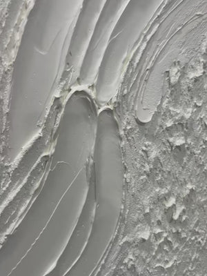 White Sands: Textured Abstract Painting | Off-White | Panoramic Canvas | Minimalist Wall Art