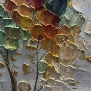 EMERALD JEWEL TREE Textured Palette Knife Tree Painting with Golden Accents