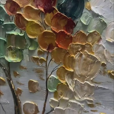 EMERALD JEWEL TREE Textured Palette Knife Tree Painting with Golden Accents