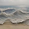 Textured Seascape Painting, Impasto Wall Art, Horizontal Canvas, Ocean Decor