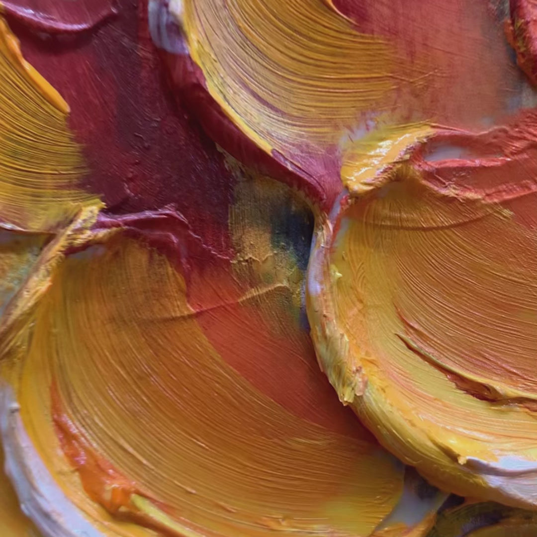 Rainbow Cascade: Original Impasto Floral Oil Painting - Colorful Wall Art