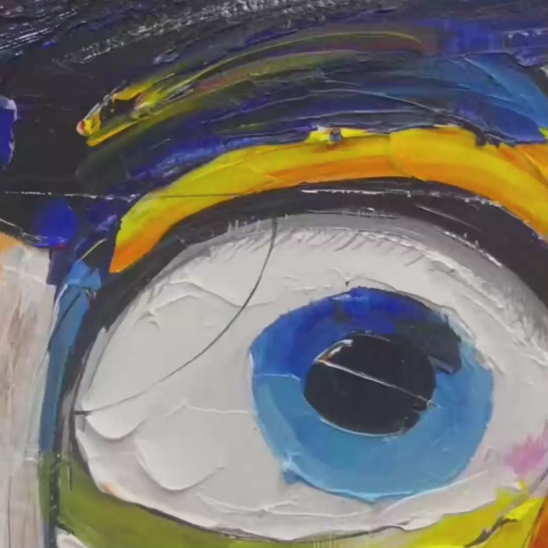 Laughing Eyes: Original Impasto Clown Portrait Oil Painting - Colorful Whimsical Wall Art