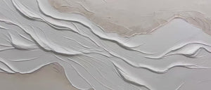 White Sands: Textured Abstract Oil Painting Canvas Wall Art Decor in Whit