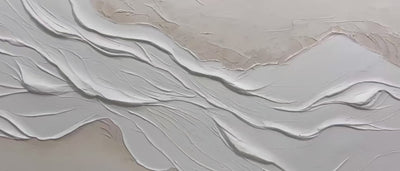 White Sands: Textured Abstract Oil Painting Canvas Wall Art Decor in Whit