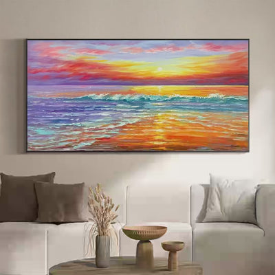 Tropical Sunset Beach Vibrant Coastal Painting Beach Decor