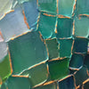 Emerald Mosaic: Original Textured Abstract Landscape Oil Painting - Green Gold Wall Art