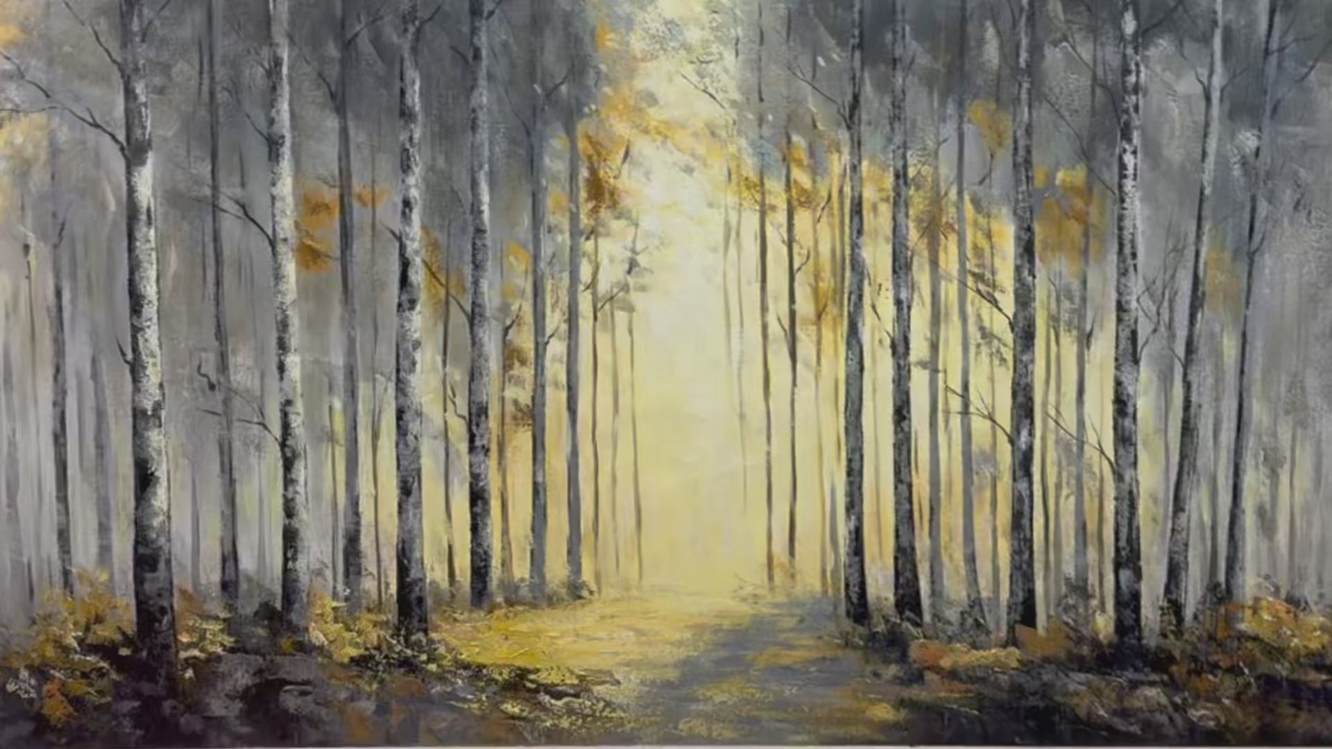 Golden Woods: Original Atmospheric Forest Landscape Oil Painting - Tranquil Forest Wall Art Decor
